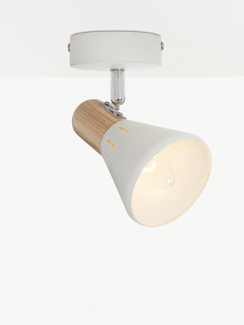 John Lewis SES LED single spotlight white wood - British product