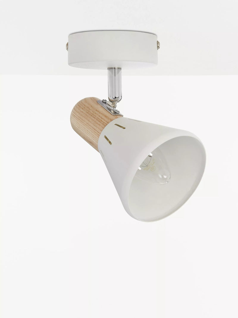 John Lewis SES LED single spotlight white wood - British product