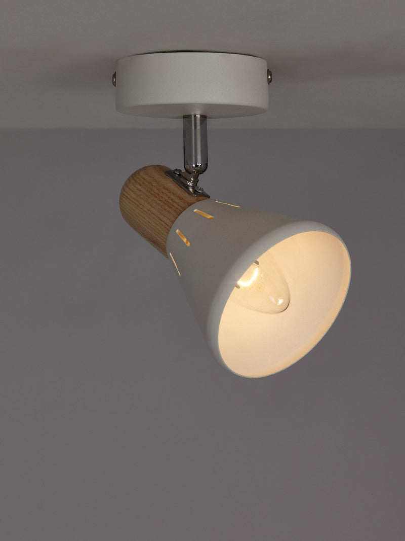 John Lewis SES LED single spotlight white wood - British product