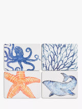 John Lewis BlissHome Creatures Cork-Backed Sealife Placemats, Set of 4, Assorted, Blue/Orange- Buy online at McGrocer
