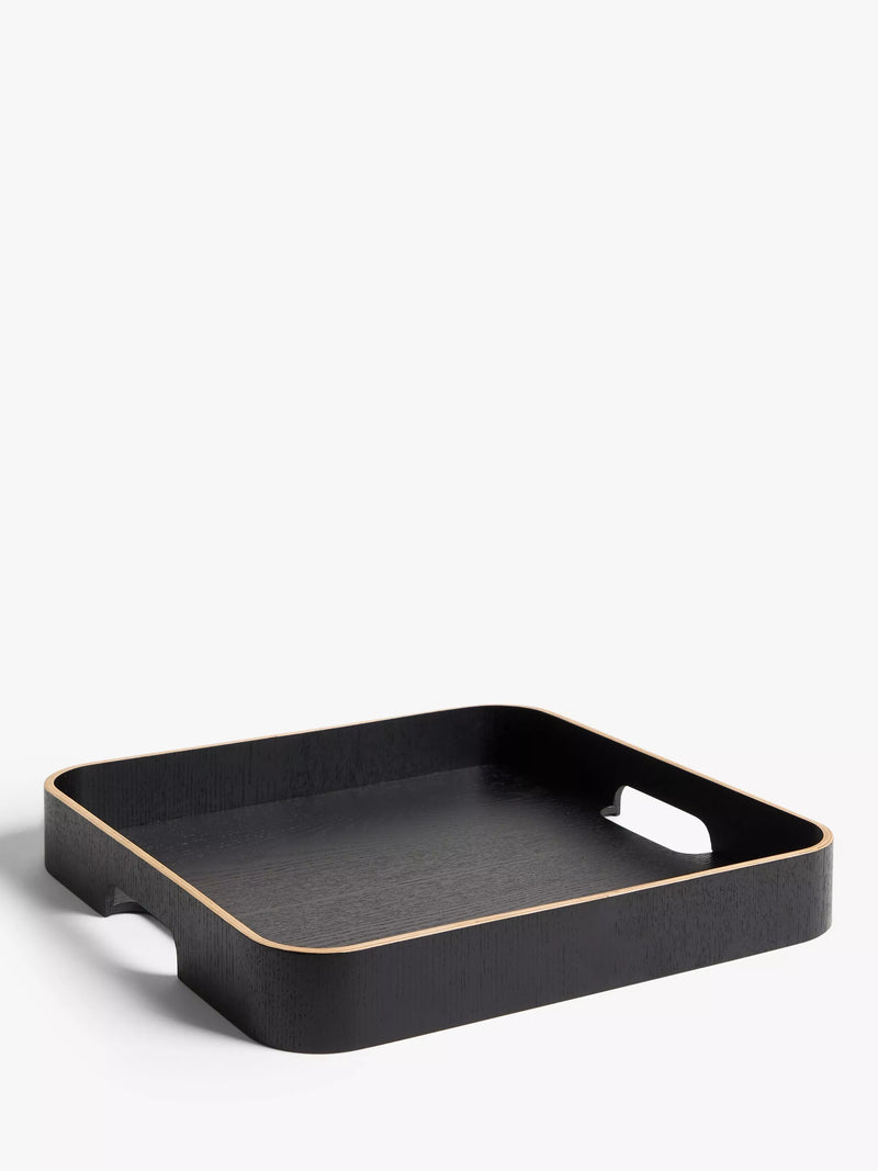 John Lewis square wood veneer tray black 35cm, UK version