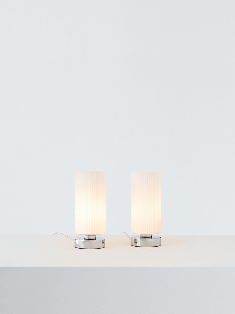 John Lewis Ridge opal glass touch lamps white set of two, imported from the UK