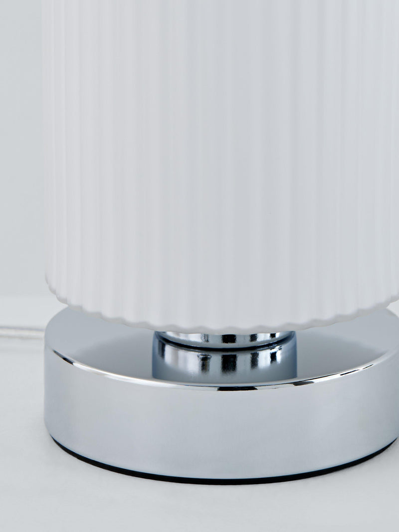 John Lewis Ridge opal glass touch lamps white set of two, imported from the UK