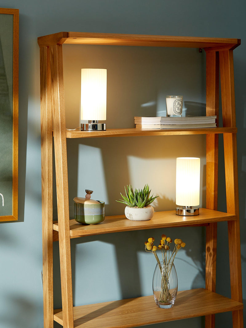 John Lewis Ridge opal glass touch lamps white set of two, imported from the UK
