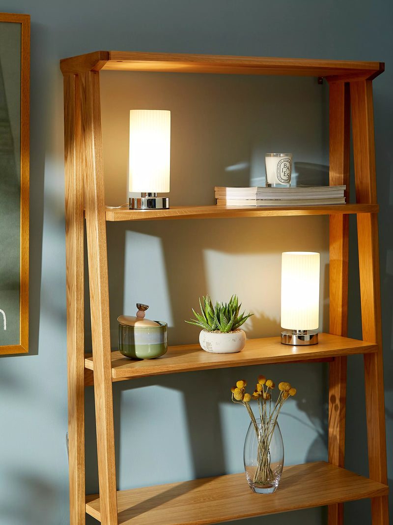 John Lewis Ridge opal glass touch lamps white set of two, imported from the UK