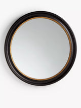 John Lewis John Lewis Georgian Large Round Wood Wall Mirror, Black/Gold, 100cm- Buy online at McGrocer