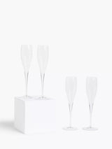 John Lewis Set of 4 Sparkling Wine Flutes in Clear High-Tech Crystal Glass, 175ml Capacity- Buy online at McGrocer