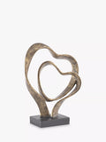 Libra Interiors double heart sculpture antique gold 36cm, UK version