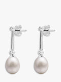 E.W Adams pearl diamond drop earrings 9ct white gold - British product