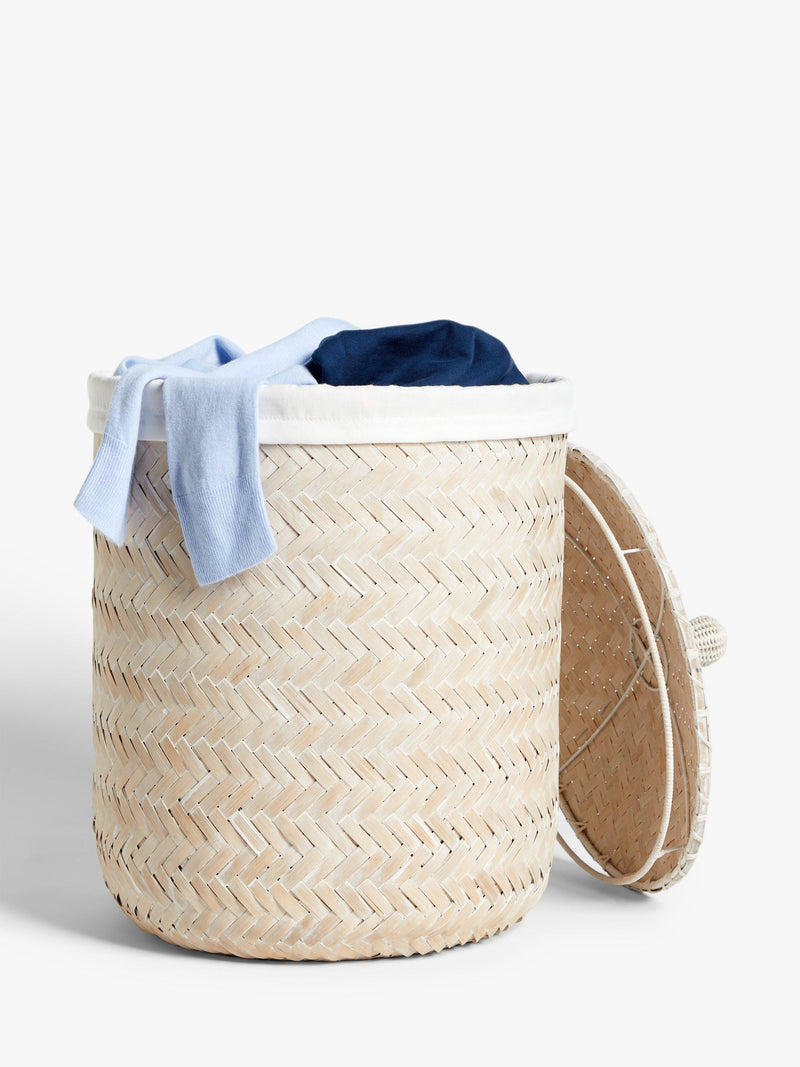 John Lewis circular bamboo laundry basket with lid - British product