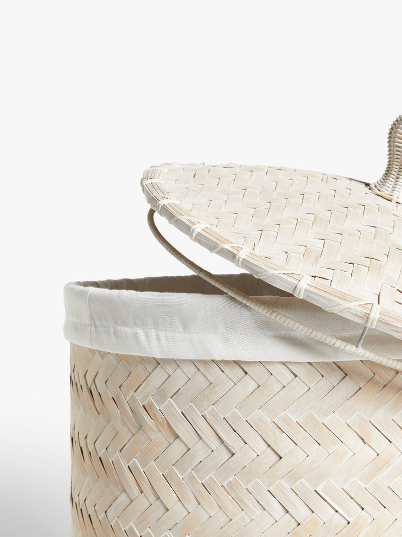 John Lewis circular bamboo laundry basket with lid - British product
