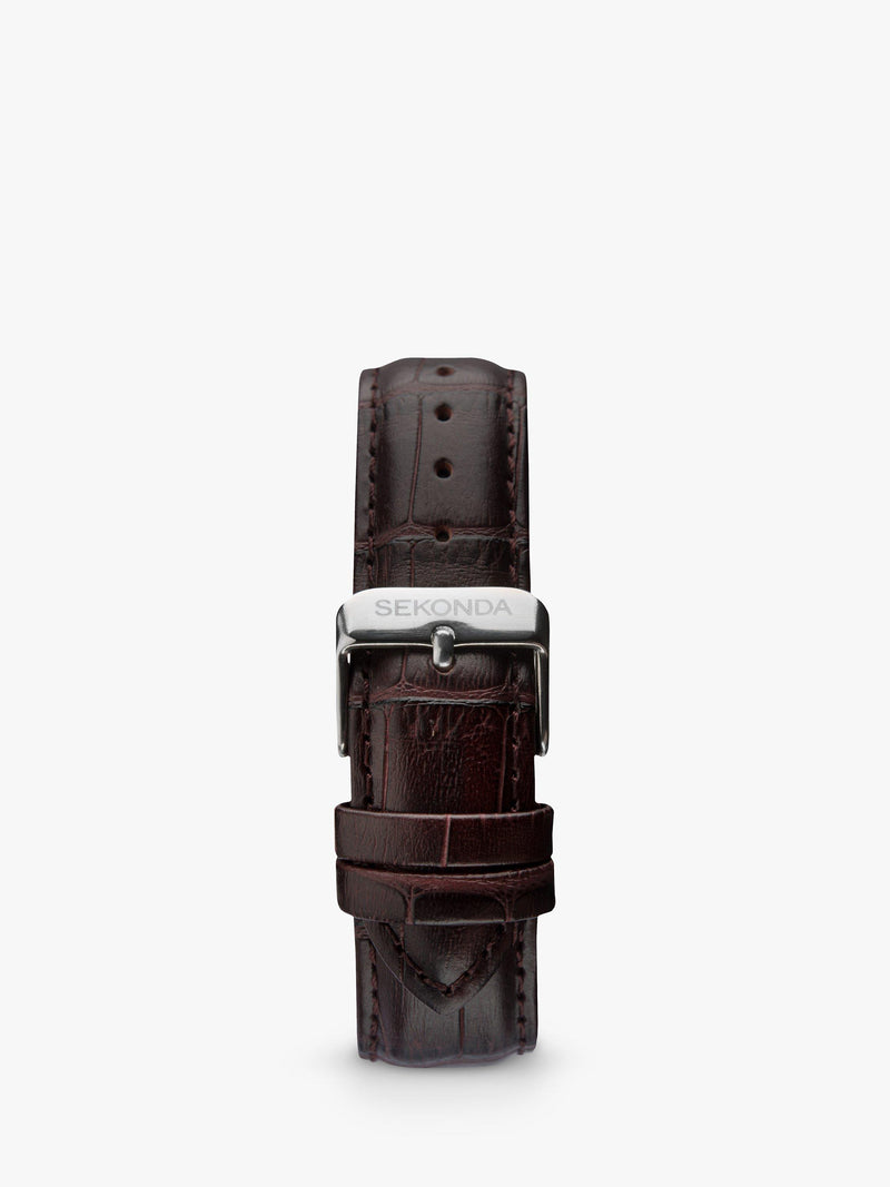 Sekonda men's day date leather strap watch (British brand)