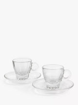 John Lewis Glass Espresso Cup and Saucer Set, 2-Piece, 70ml Capacity, Clear- Buy online at McGrocer