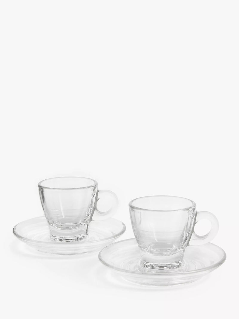 John Lewis clear glass espresso cup and saucer set, 70ml, 2-piece, UK version