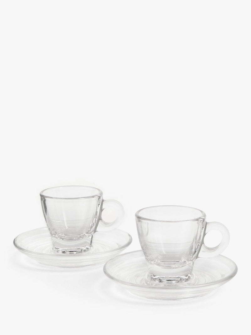 John Lewis clear glass espresso cup and saucer set, 70ml, 2-piece, UK version