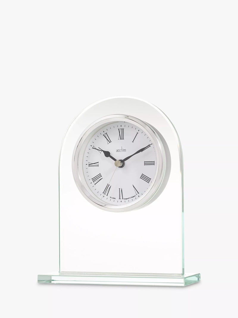 Acctim glass mantel clock H17cm - British product