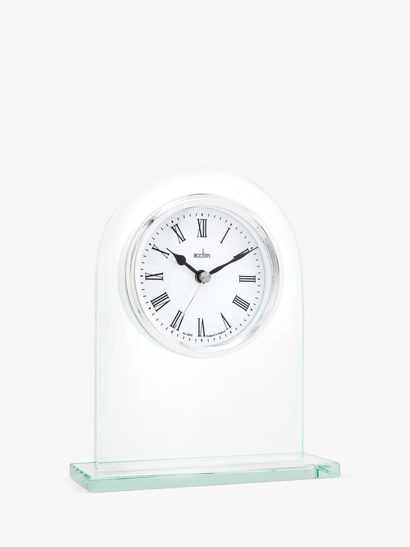 Acctim glass mantel clock H17cm - British product