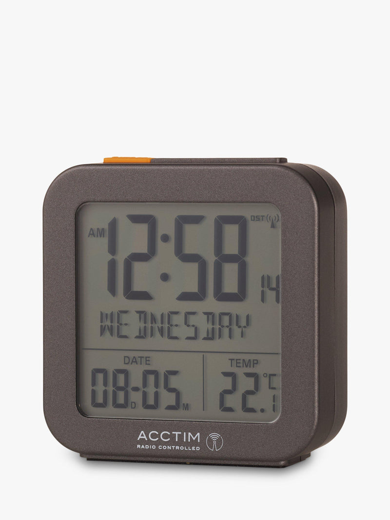 Acctim square digital radio controlled alarm clock - British product