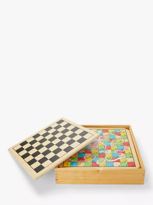 Wooden 6-in-1 Games Compendium with Dice and Counters