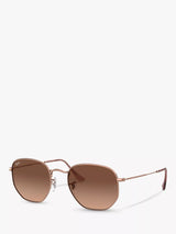 John Lewis Ray-Ban RB3548N Unisex Hexagonal Sunglasses Copper/Brown Gradient 51mm- Buy online at McGrocer
