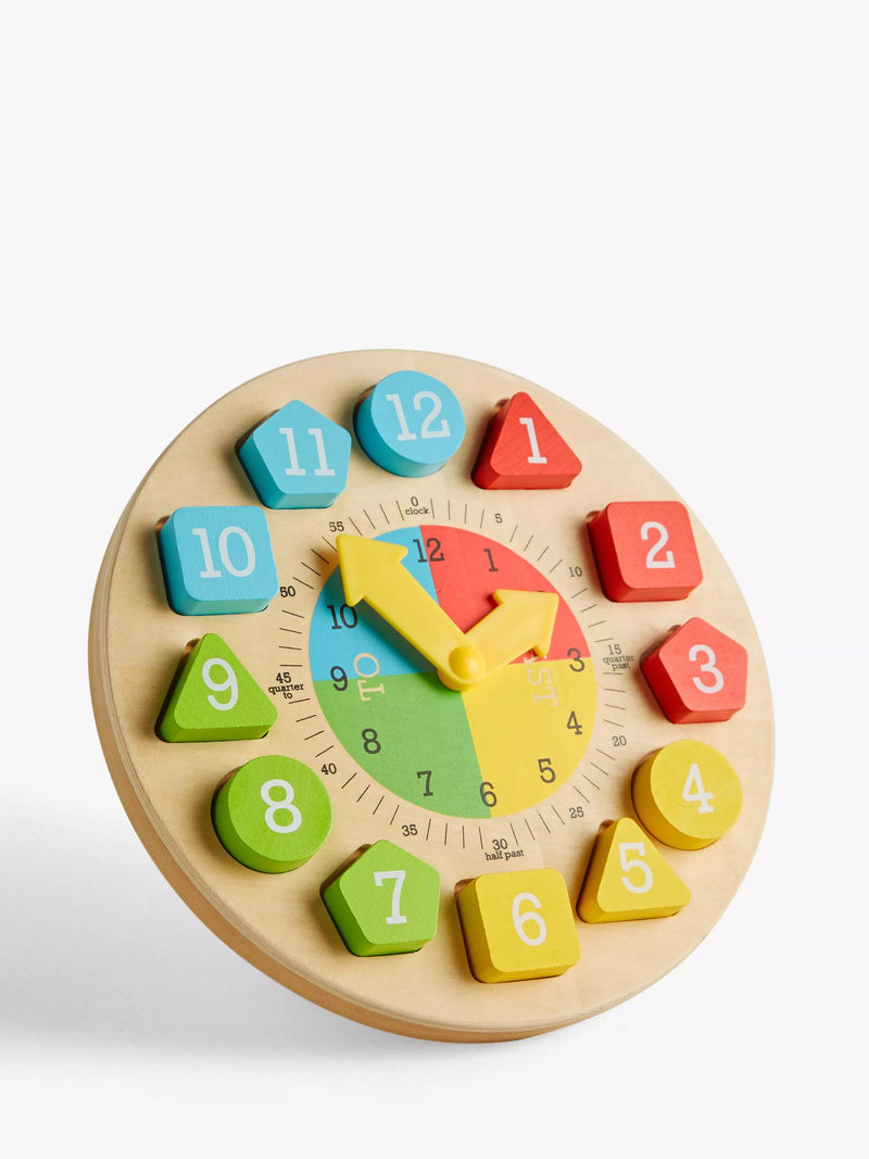 John Lewis wooden teaching clock educational toy - British product