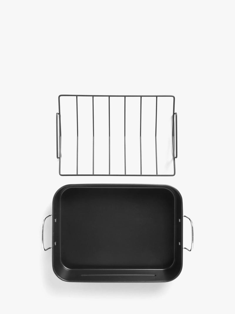 John Lewis non-stick carbon steel roaster with rack 38cm, imported from the UK