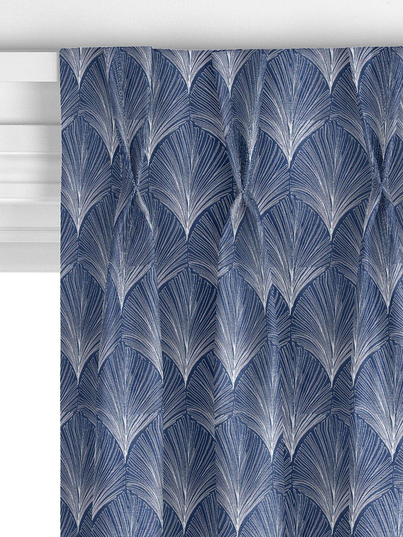 John Lewis custom deco fan curtains indigo, UK version