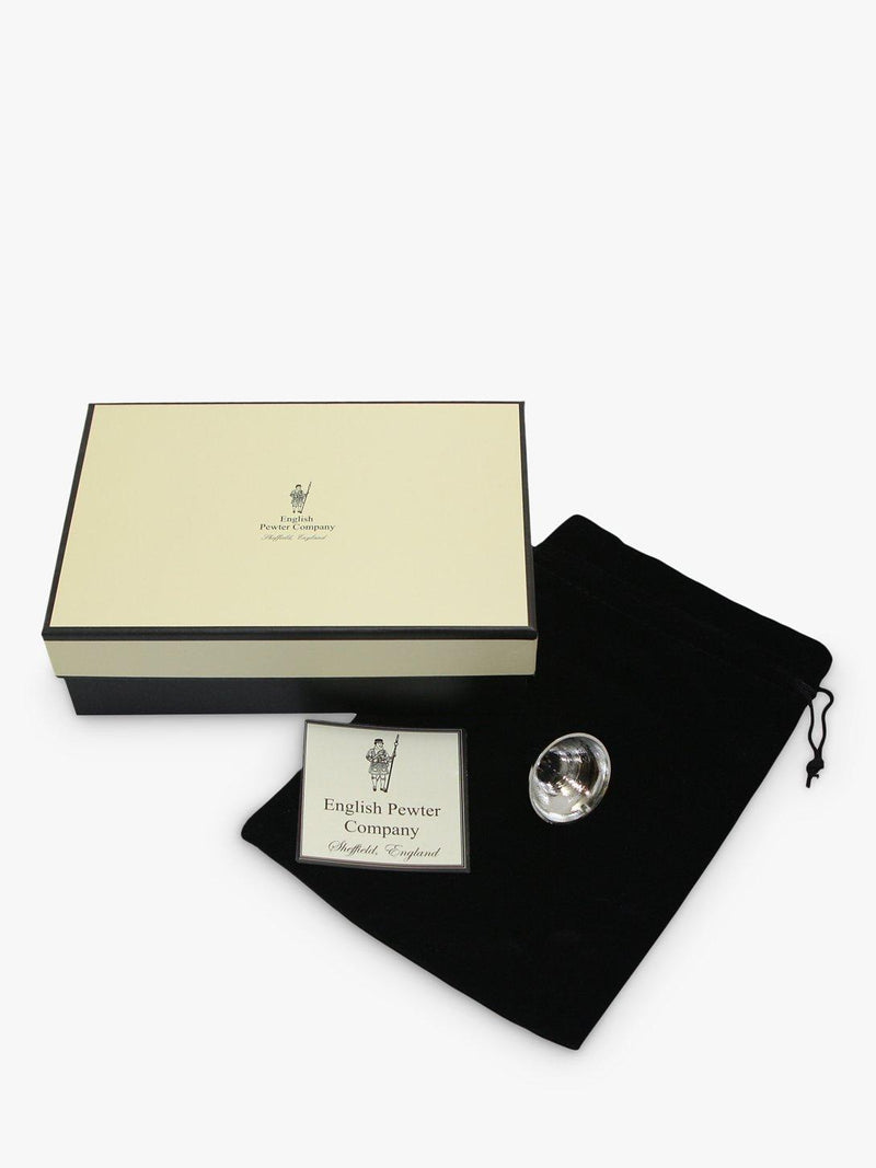 English Pewter Company hip flask with brass badge 90ml - British product