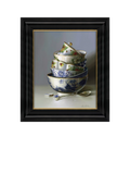 Brookpace Lascelles 'Stacked China' framed canvas blue/white 25 x 20cm - British product