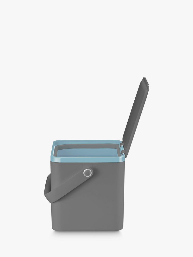 EKO antibacterial food waste caddy with stay-open lid and secure bag frame - British product