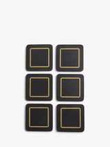 John Lewis John Lewis Cork-Backed Classic Coasters Set of 6 Black/Gold- Buy online at McGrocer
