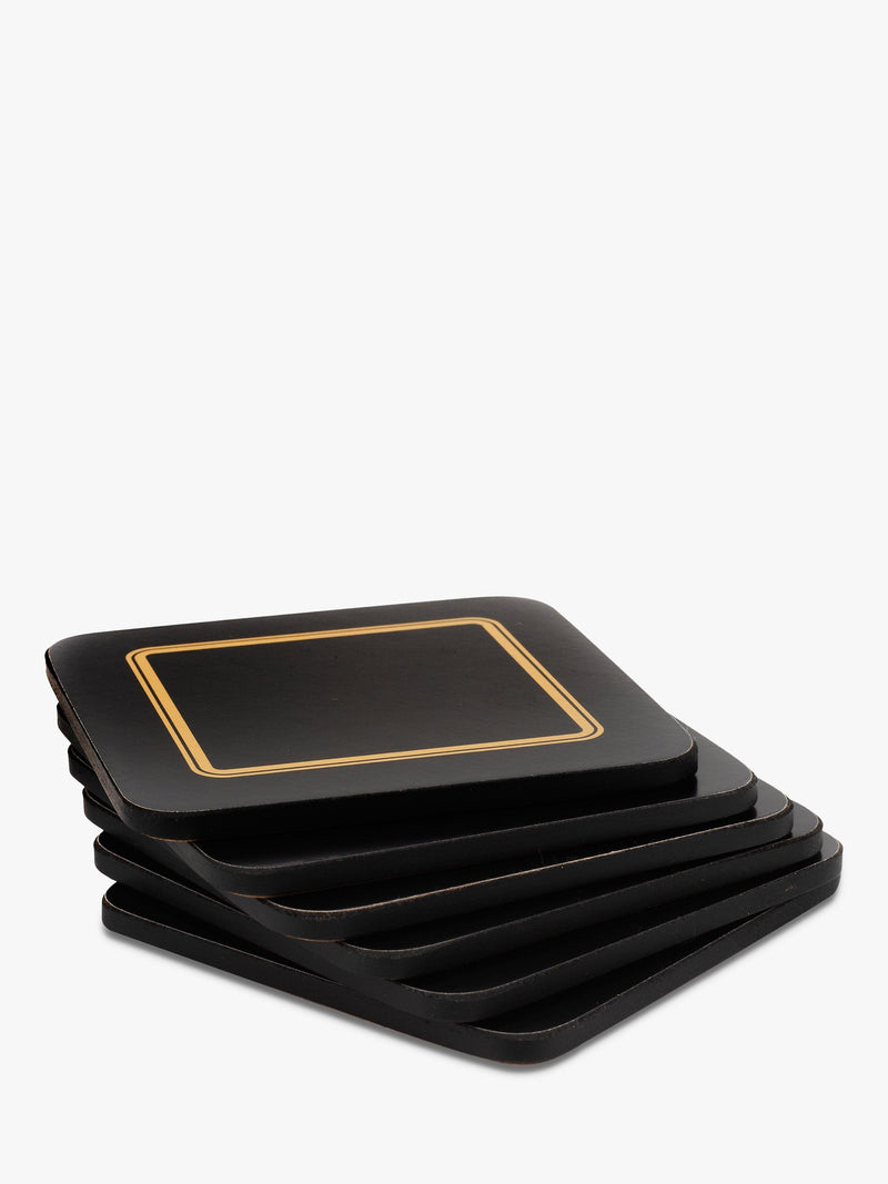 John Lewis Classic Coasters set of 6 black gold - British product
