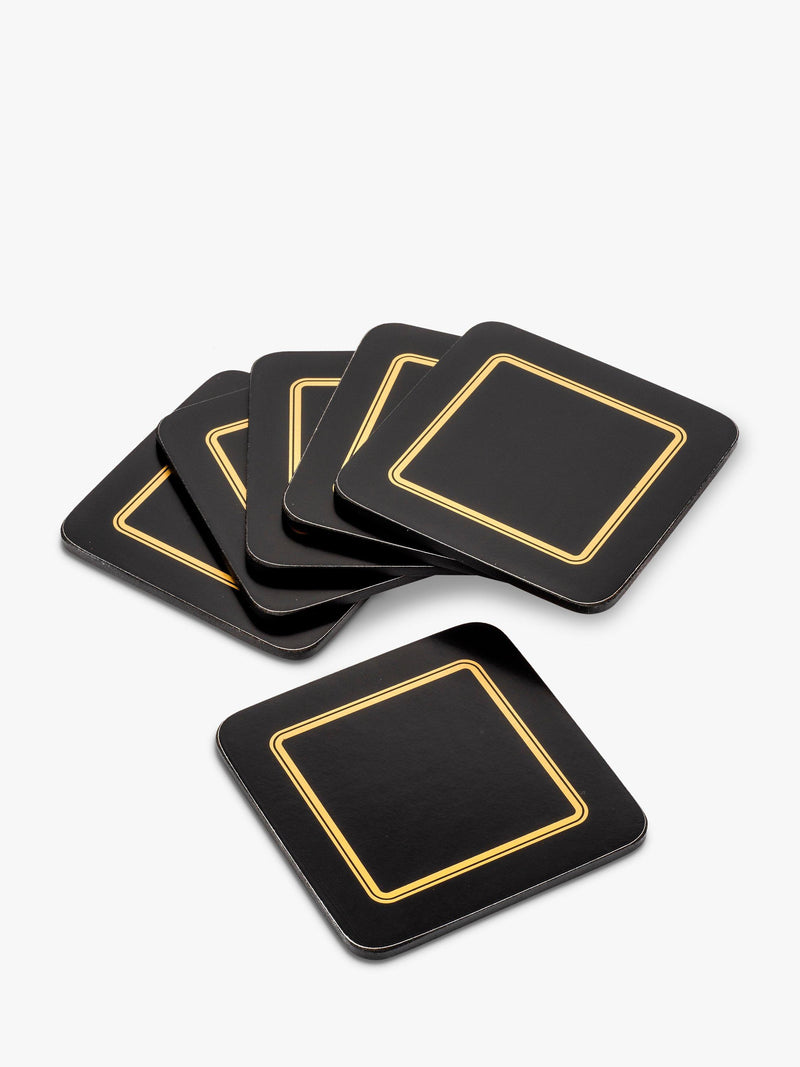 John Lewis Classic Coasters set of 6 black gold - British product