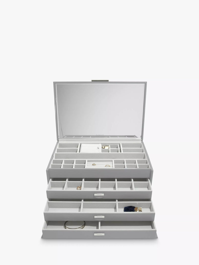 Dulwich Designs extra large leather jewellery box grey, imported from the UK
