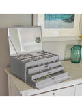Dulwich Designs extra large leather jewellery box grey, imported from the UK
