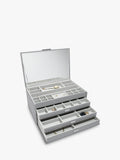Dulwich Designs extra large leather jewellery box grey, imported from the UK