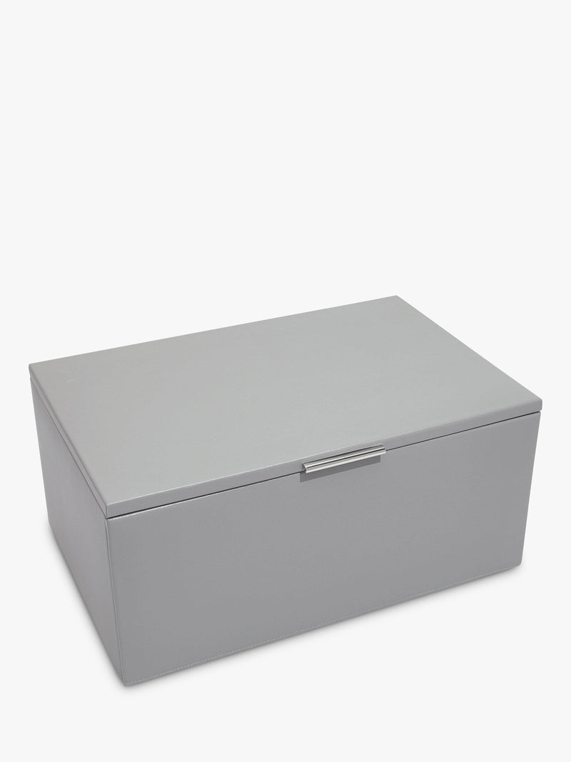 Dulwich Designs extra large leather jewellery box grey, imported from the UK
