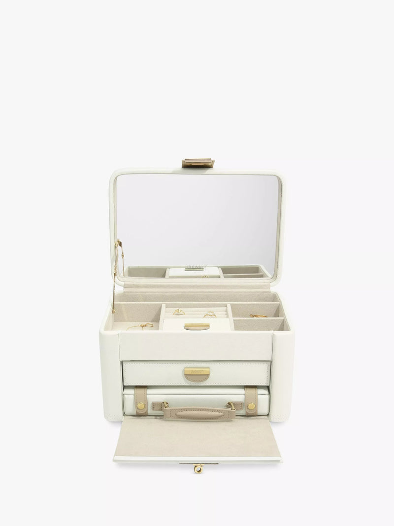 Dulwich Designs Belgravia leather jewellery box cream, imported from the UK