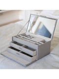 Dulwich Designs leather large jewellery box in grey (British brand)