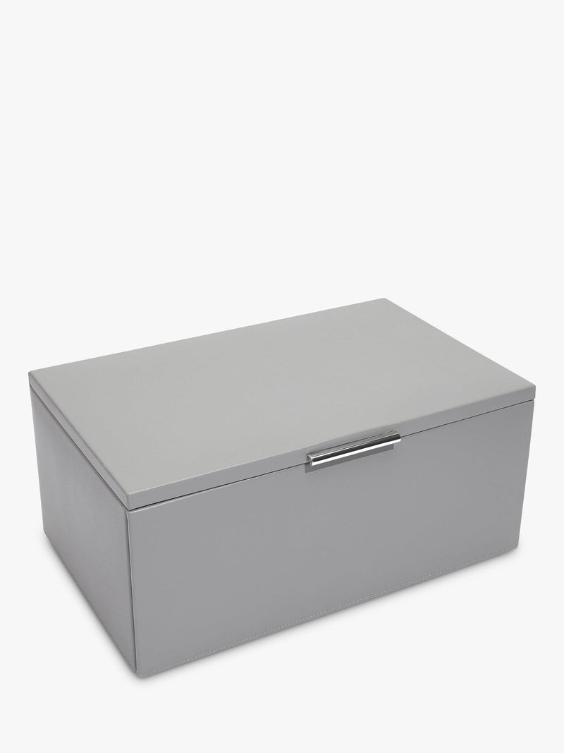 Dulwich Designs leather large jewellery box in grey (British brand)