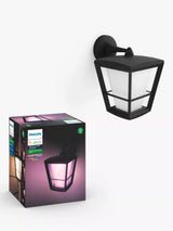 John Lewis Philips Hue White and Colour Ambiance Econic LED Smart Outdoor Wall Lantern Black- Buy online at McGrocer