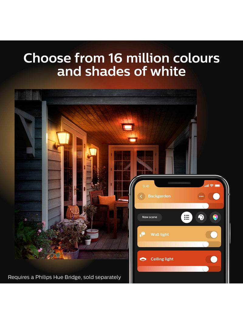 Philips Hue Econic smart outdoor wall light in black, imported from the UK