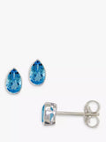 E.W Adams 9ct Gold Teardrop Stone Stud Earrings