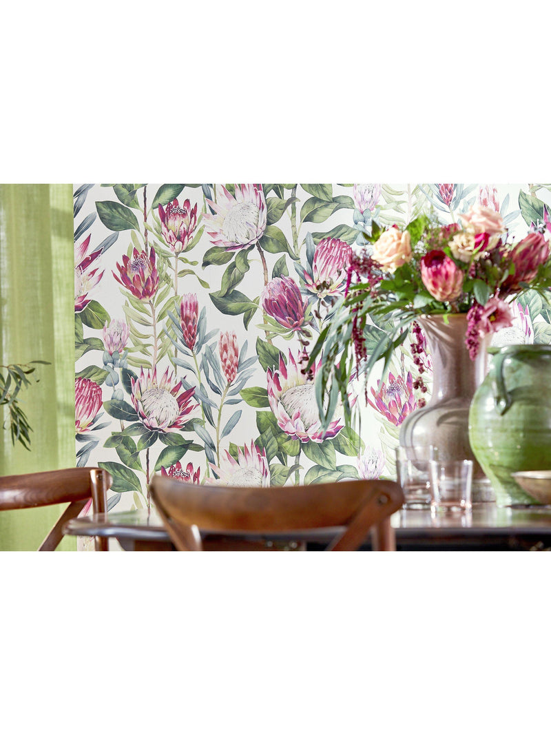 Sanderson King Protea floral pattern wallpaper (British brand)
