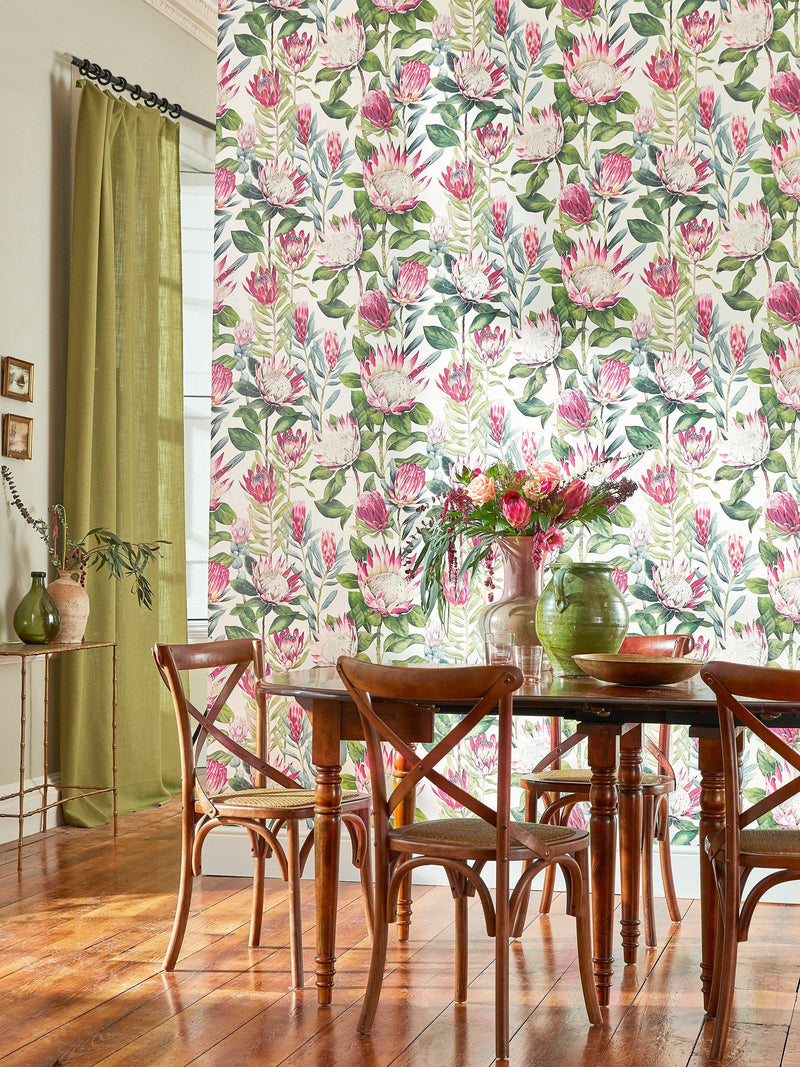 Sanderson King Protea floral pattern wallpaper (British brand)
