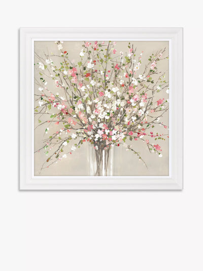 John Lewis John Lewis Asia Jensen Peach Blossom Framed Floral Print Pink 81 x 81cm- Buy online at McGrocer