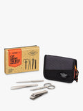 Gentlemen's Hardware manicure kit with stainless steel clippers, tweezers, and scissors in a zipped fabric case, UK version