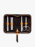 Gentlemen's Hardware manicure kit with stainless steel clippers, tweezers, and scissors in a zipped fabric case, UK version