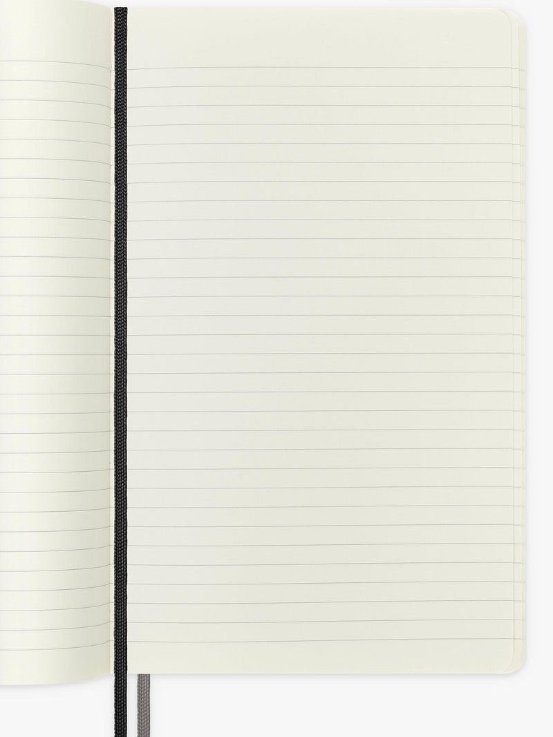 Moleskine large ruled soft cover notebook black, imported from the UK