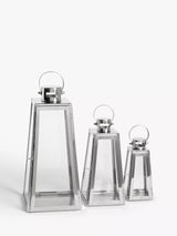 John Lewis John Lewis Pimlico Lantern Candle Holders Set of 3 Silver- Buy online at McGrocer